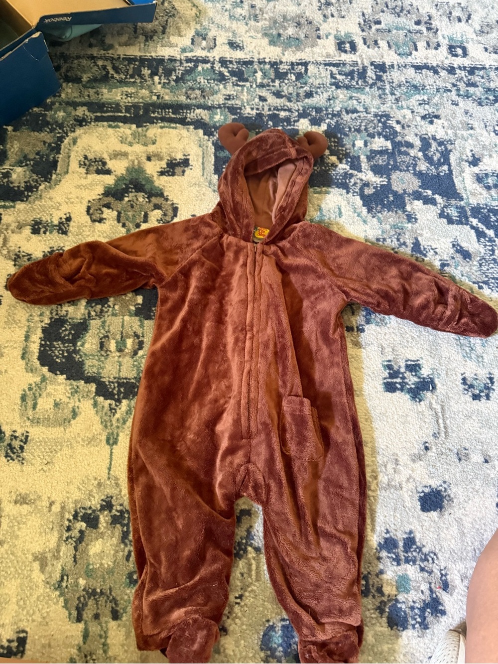 Bass Pro Shops Cozy Brown Plush Deer One-Piece for Kids - size 6-9 months- zip